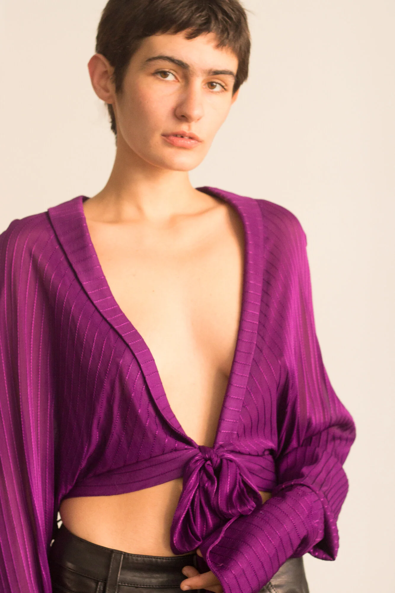 1970s Byzantium Purple Jersey Disco Top — Wayward Collection